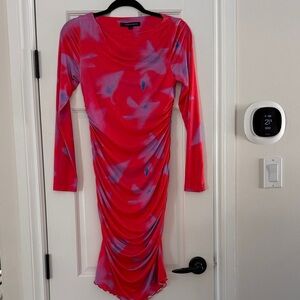French Connection Red and Purple Long Sleeve Dress